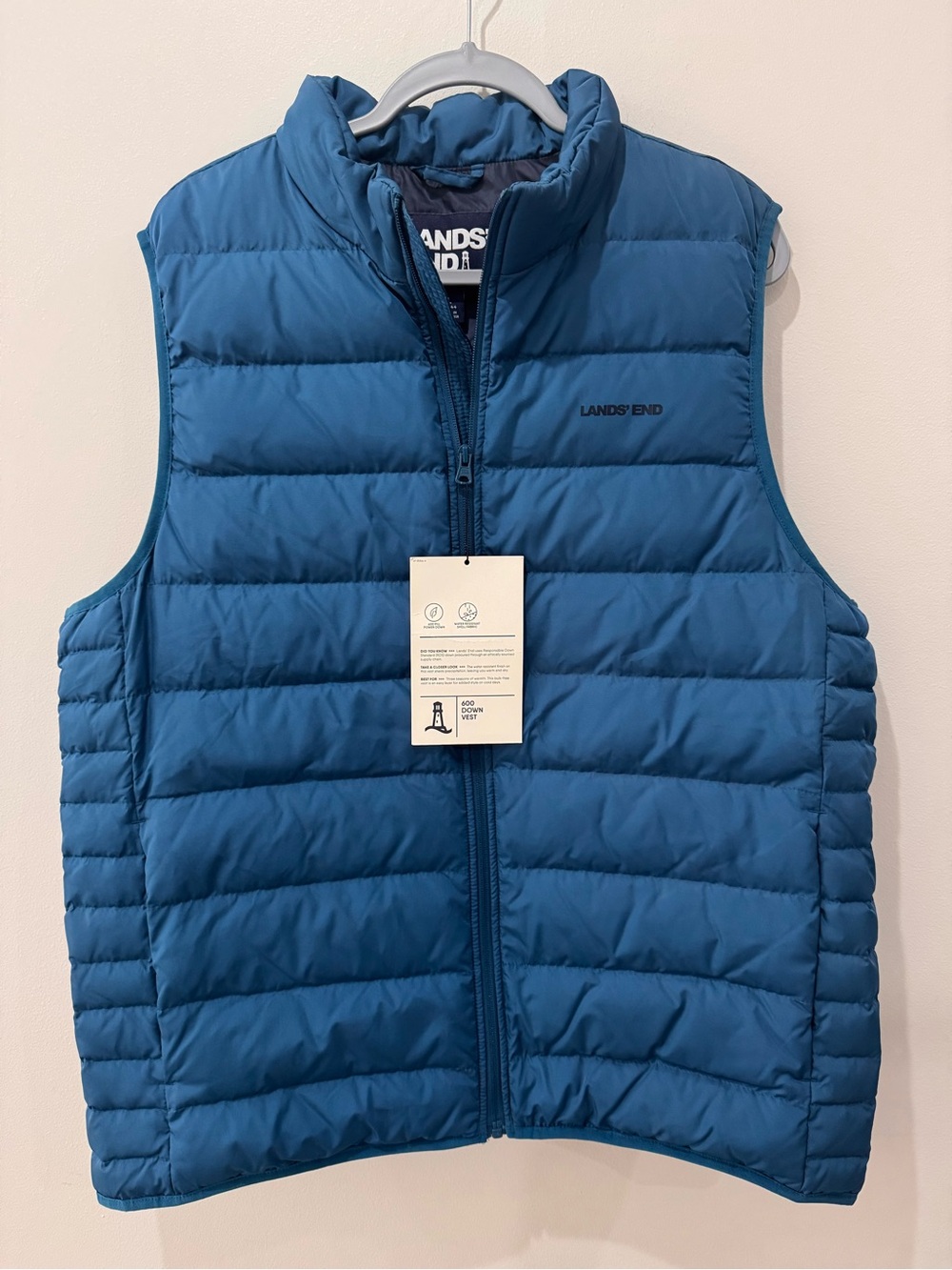 LANDS' END Mens L 600 Fill Power Down Vest NWT